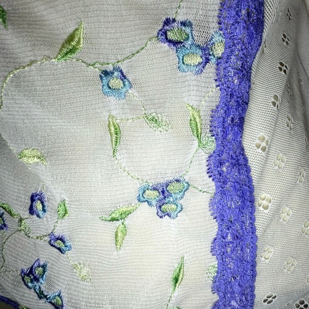 Vintage Rampage Babydoll Cami Top Large Purple Mesh Floral Fairy Whimsigoth Y2K - Picture 3 of 6
